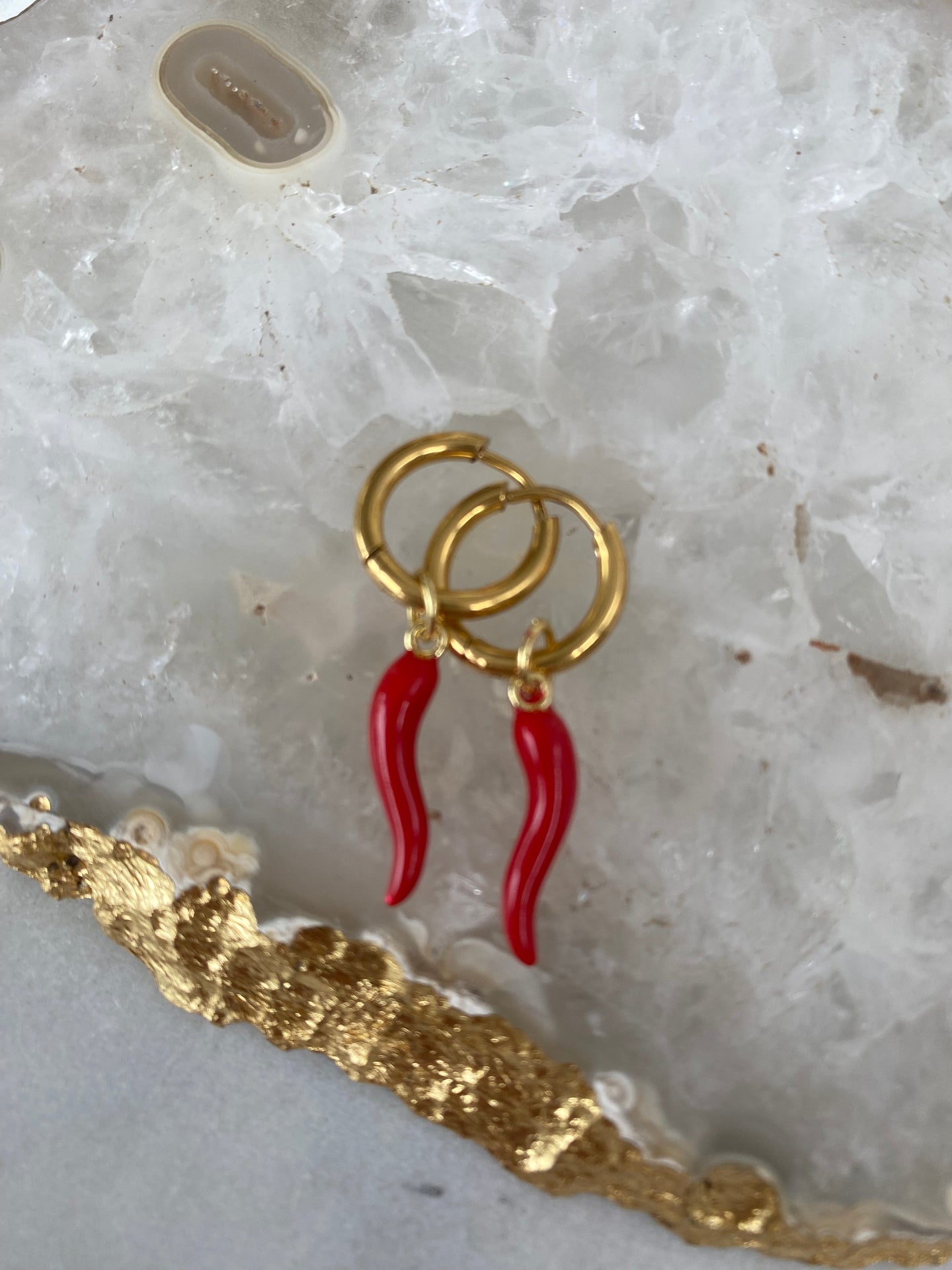 Zali Cornicello Hoop Earring Gold