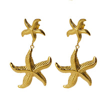 Load image into Gallery viewer, Milla Double Starfish Stud Earring Gold
