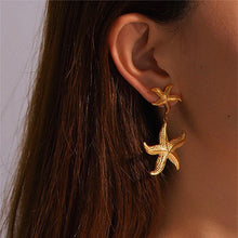 Load image into Gallery viewer, Milla Double Starfish Stud Earring Gold
