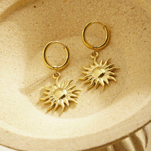 Load image into Gallery viewer, Surya Sun Hoop Earring Gold
