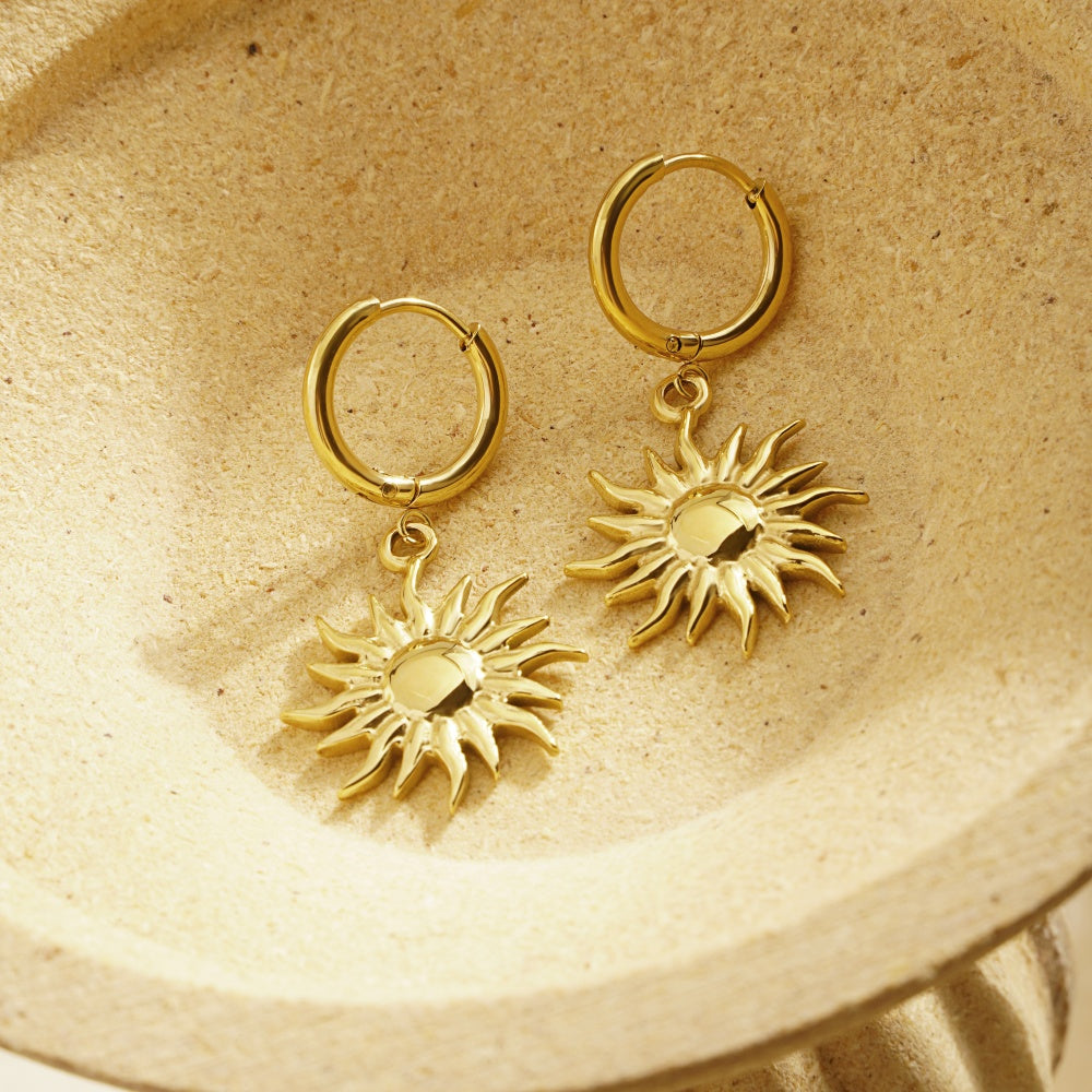 Surya Sun Hoop Earring Gold