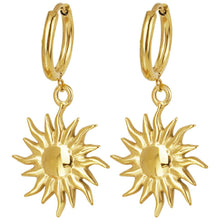 Load image into Gallery viewer, Surya Sun Hoop Earring Gold
