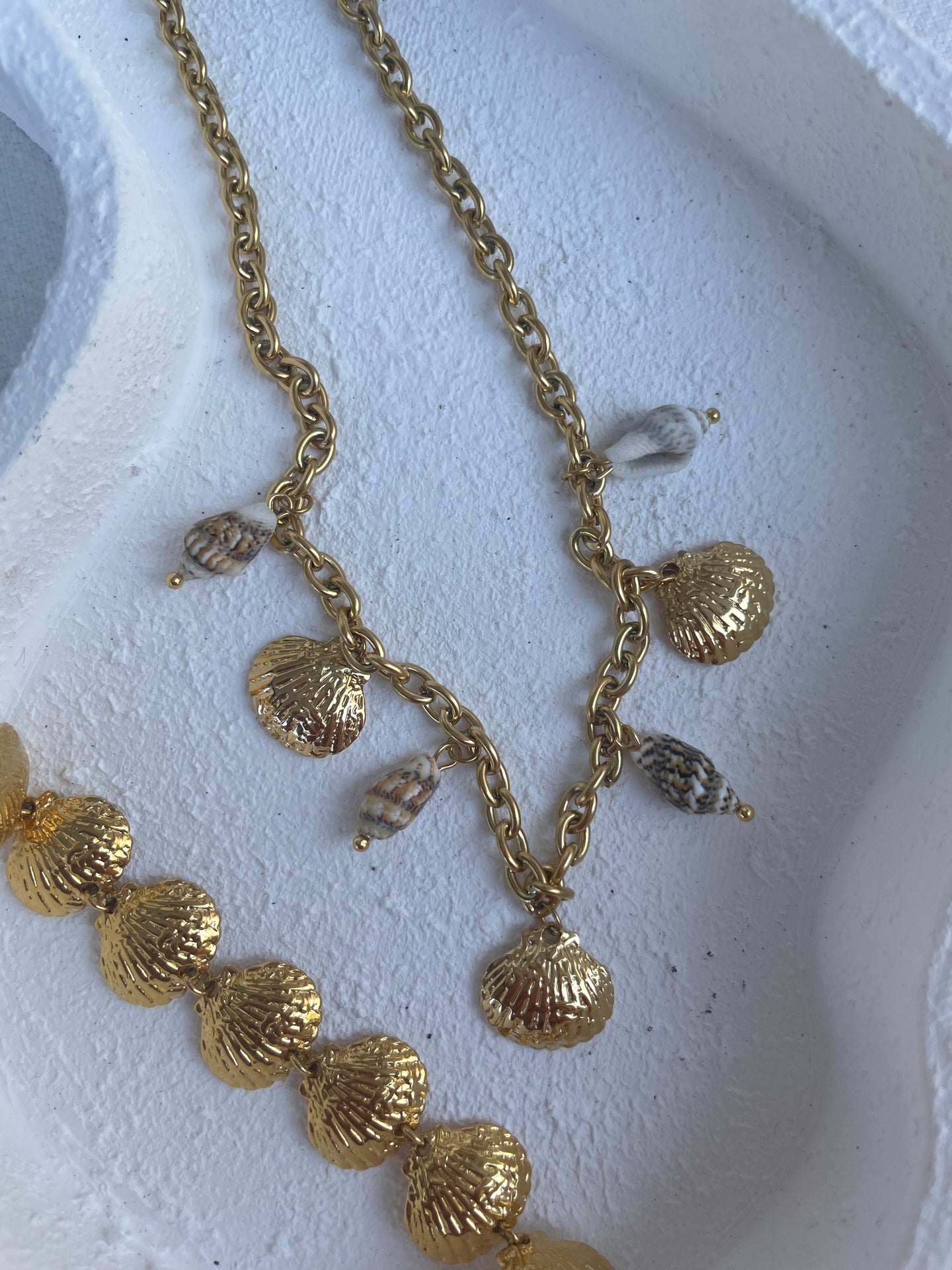 Isla Shell Charm Necklace Gold