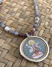 Load image into Gallery viewer, Saraswati hand painted reversible Indian necklace
